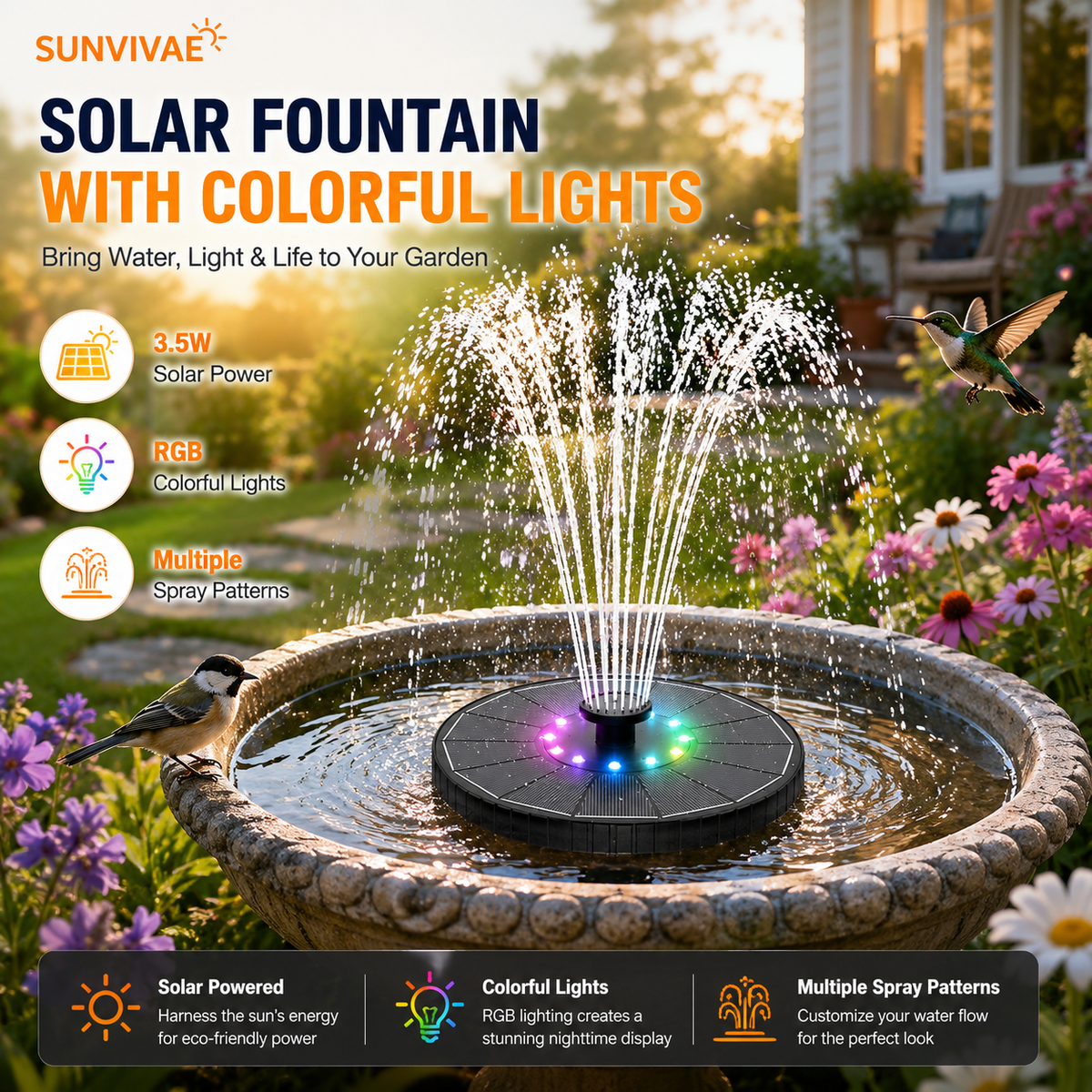 How to Set Up a Solar Bird Bath Fountain and Keep It Flowing - Sunvivae