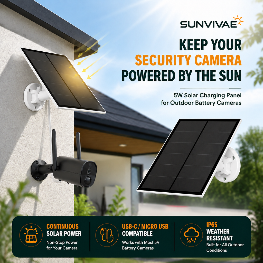 Sunvivae 5W Solar Panel for Battery Security Cameras