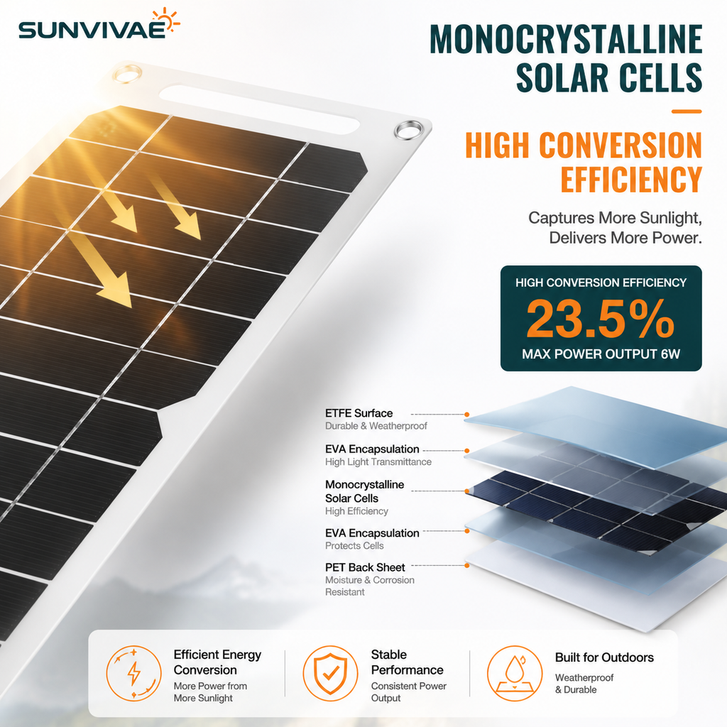Sunvivae 6W Portable USB Solar Panel for Small Devices