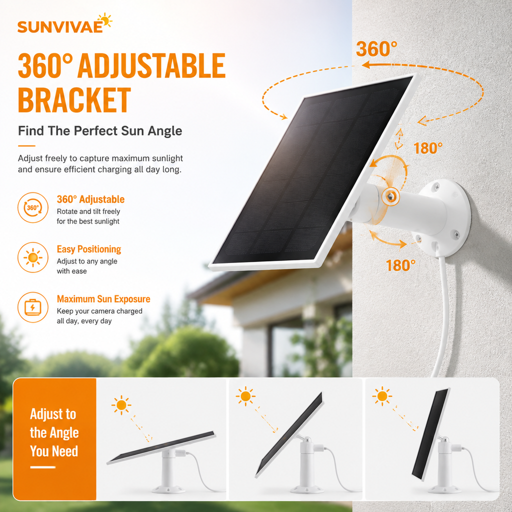 Sunvivae 8W Solar Panel for Bird Feeder & Battery Cameras | USB-C & Micro USB