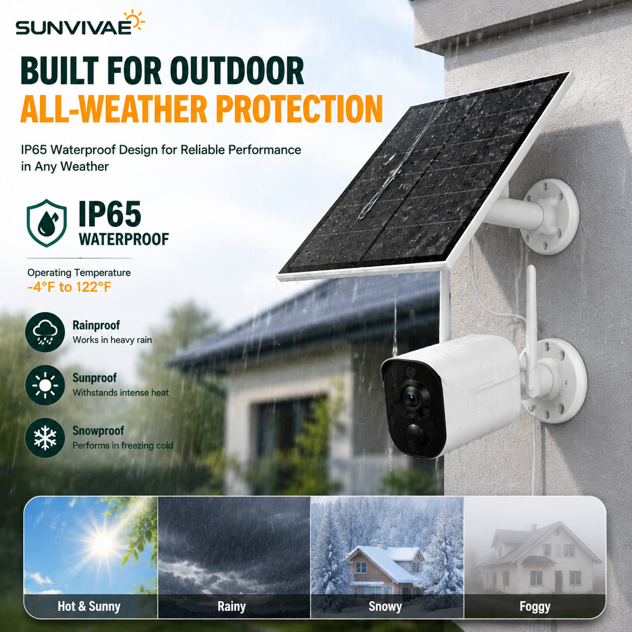 Sunvivae 5W Solar Panel for Battery Security Cameras