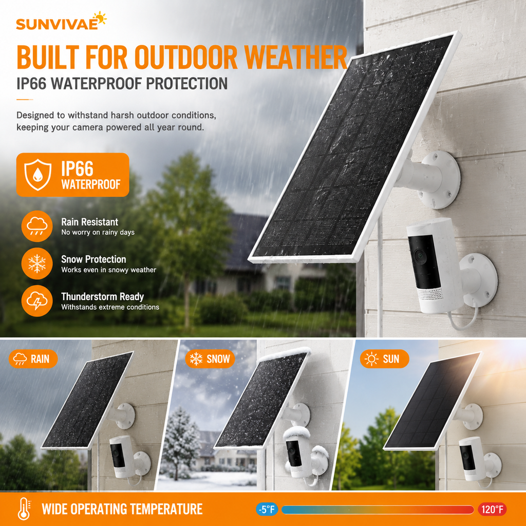 Sunvivae 8W Solar Panel for Bird Feeder & Battery Cameras | USB-C & Micro USB