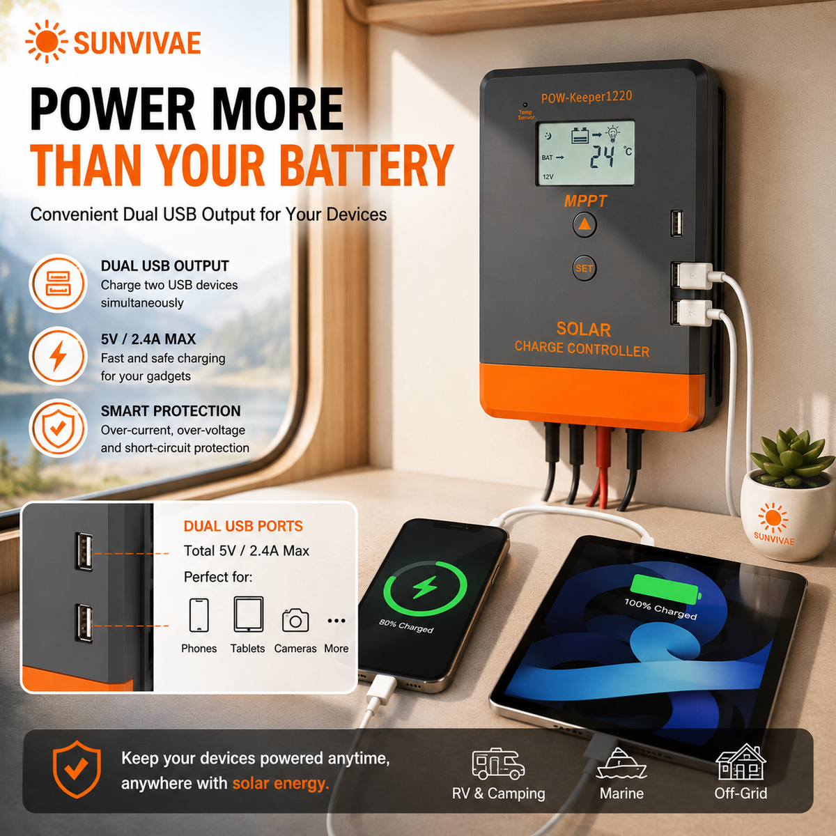 Battery first solar second and optional DC load wiring for MPPT controller