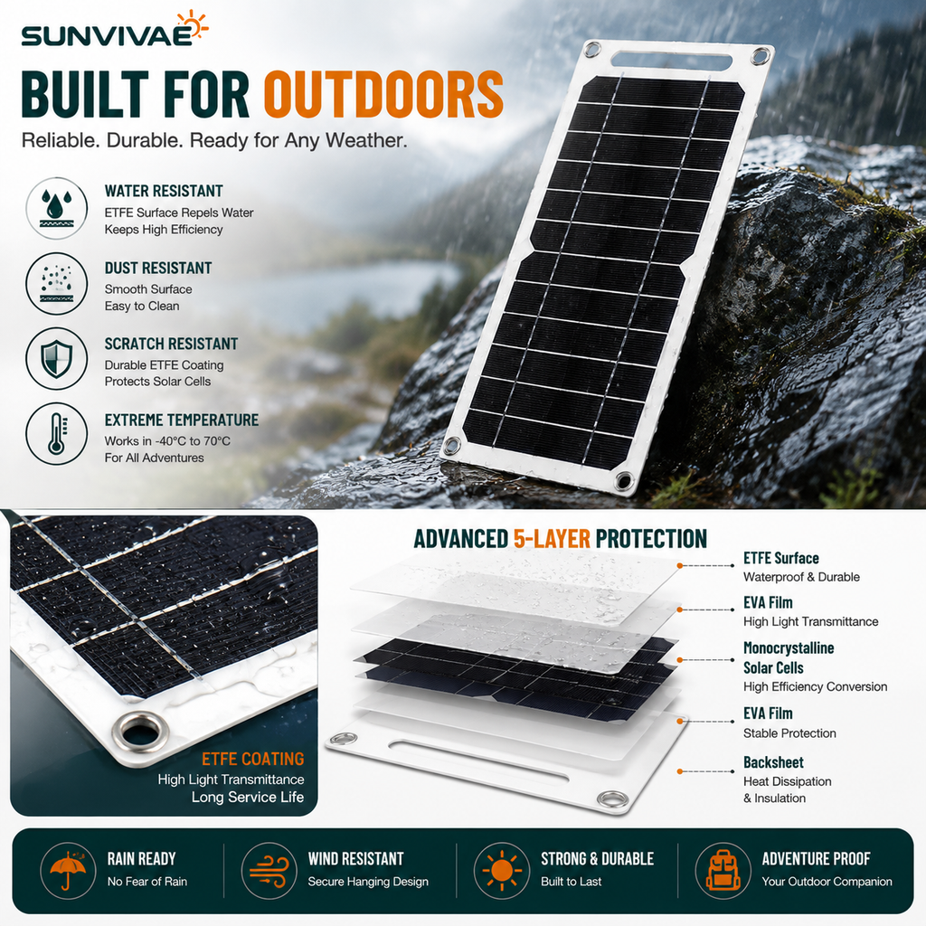 Sunvivae 6W Portable USB Solar Panel for Small Devices