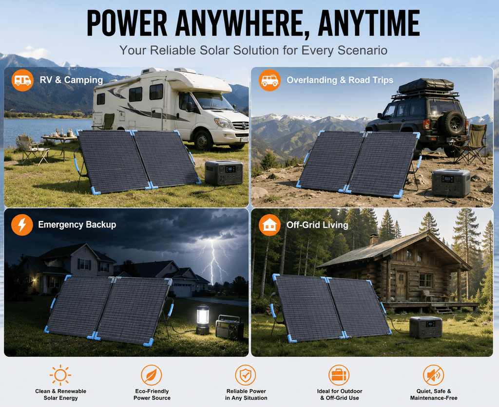 Sunvivae 110W Bifacial Portable Solar Panel with Adjustable Kickstands & Multi-Connector Cable - Sunvivae
