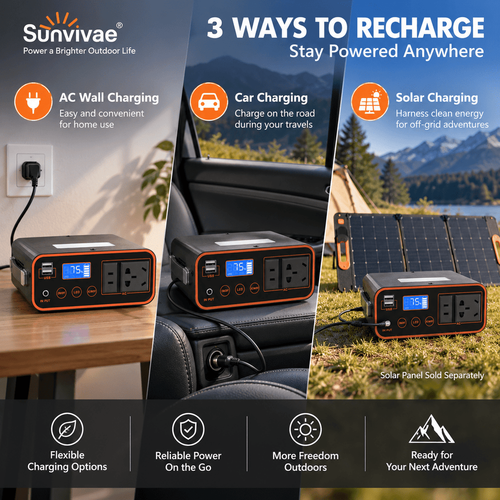Sunvivae 180Wh LiFePO₄ Portable Power Station, 300W Pure Sine Wave - Sunvivae