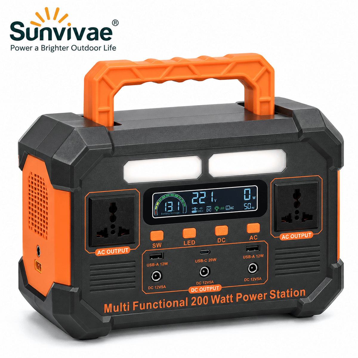 SUNVIVAE 192Wh LiFePO₄ Portable Power Station – 200W Outdoor Backup Power - Sunvivae