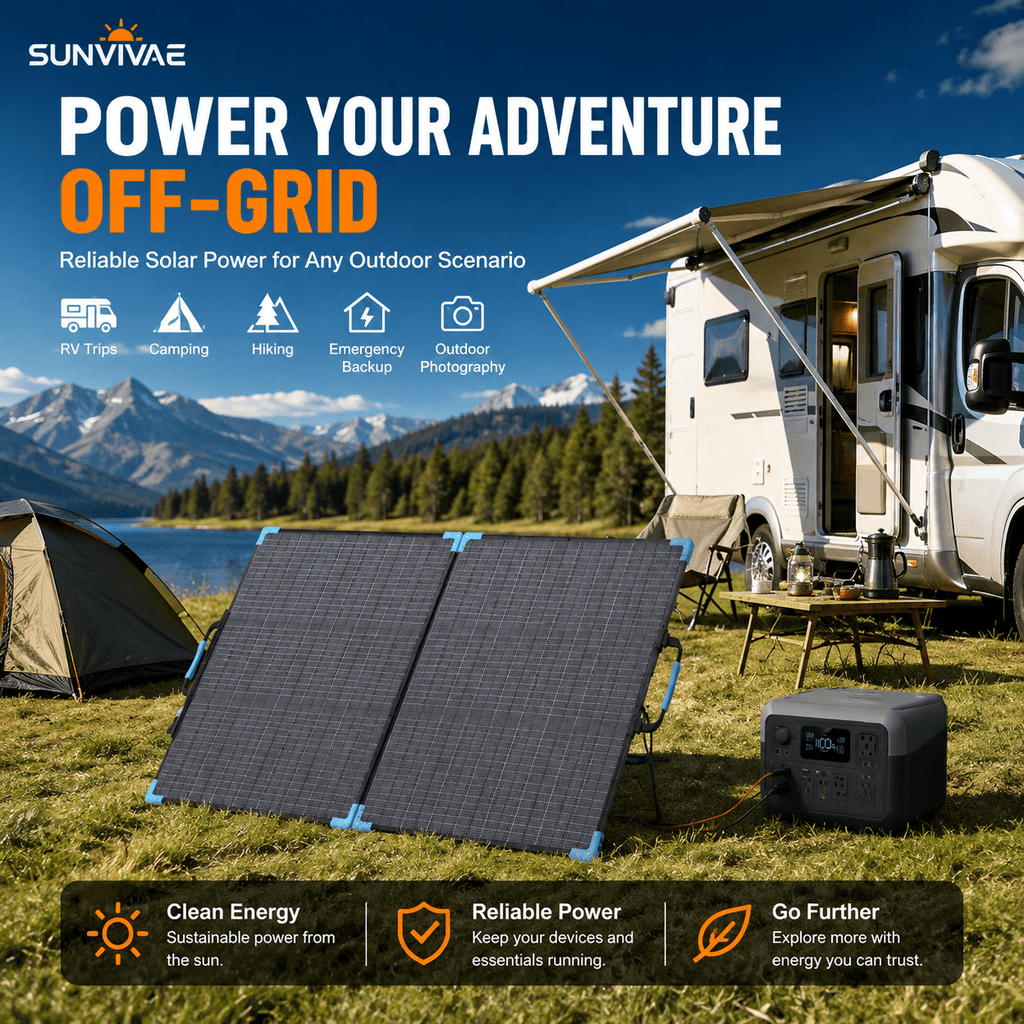 Sunvivae 220W Bifacial Portable Solar Panel with 7-in-1 Adapter Cable & 2 Reinforced Kickstands - Sunvivae