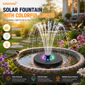 Sunvivae 3.5W Solar Bird Bath Fountain with Colorful LED Lights, 3 Spray Heights, 7 Nozzles & 1800mAh Battery - Sunvivae
