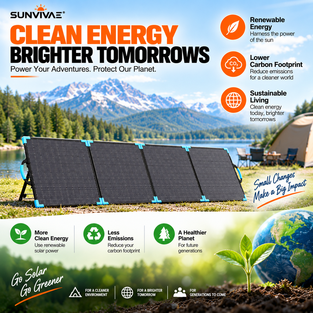 Sunvivae 400W Bifacial Foldable Solar Panel with 7-in-1 Adapter Cable - Sunvivae