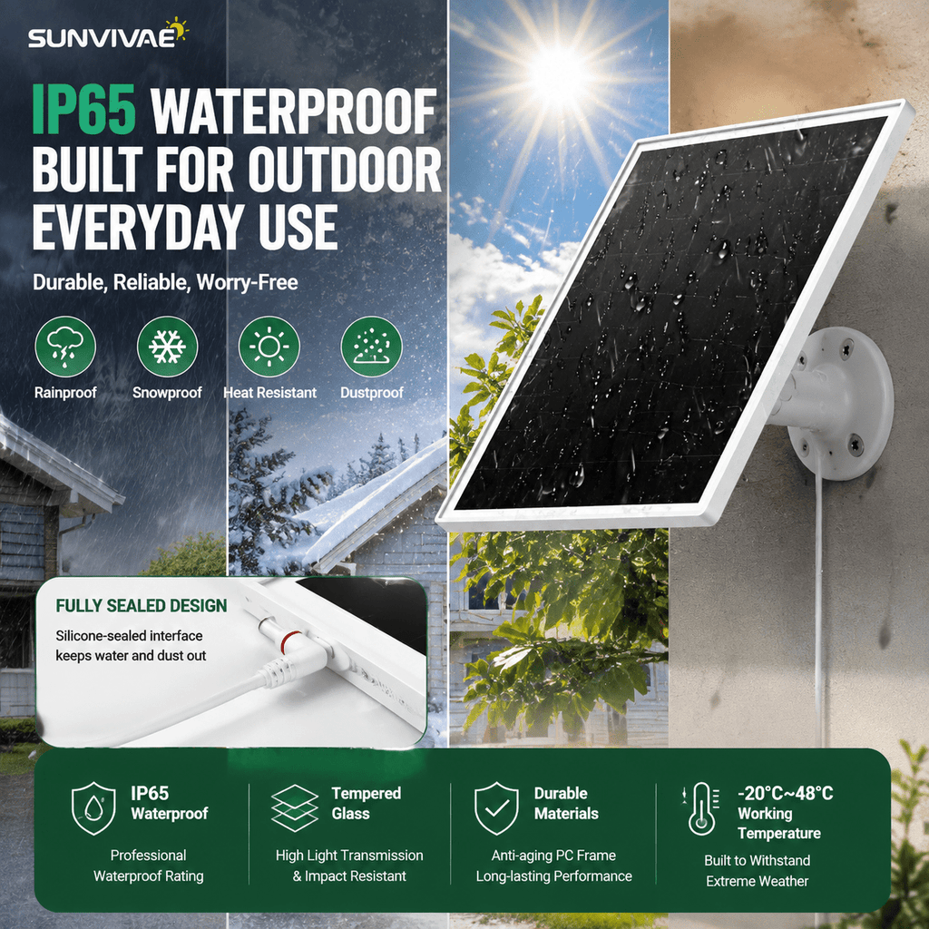 Sunvivae 6W Solar Panel for Ring Cameras | USB-C & Barrel Plug - Sunvivae