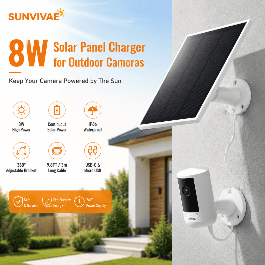 Sunvivae 8W Solar Panel for Bird Feeder & Battery Cameras | USB-C & Micro USB - Sunvivae