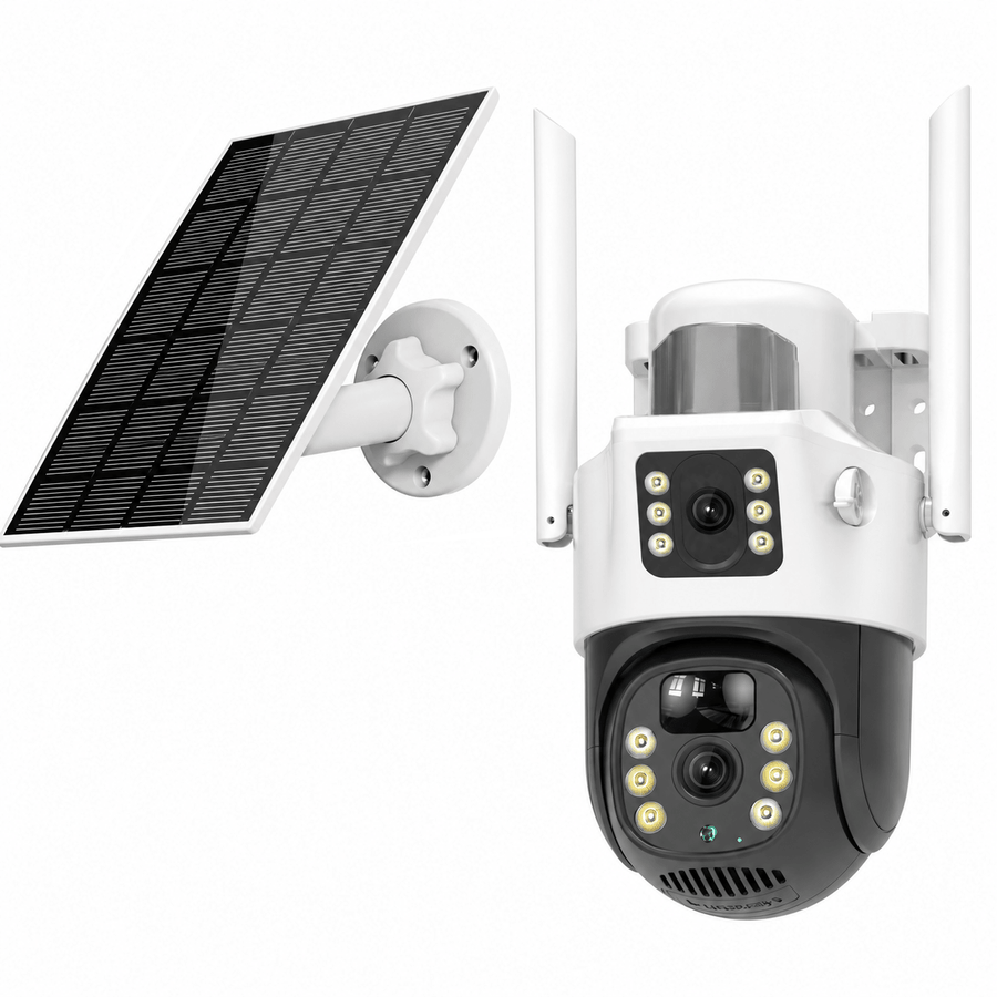 Sunvivae Dual-Lens Solar Security Camera with Wi‑Fi or 4G LTE