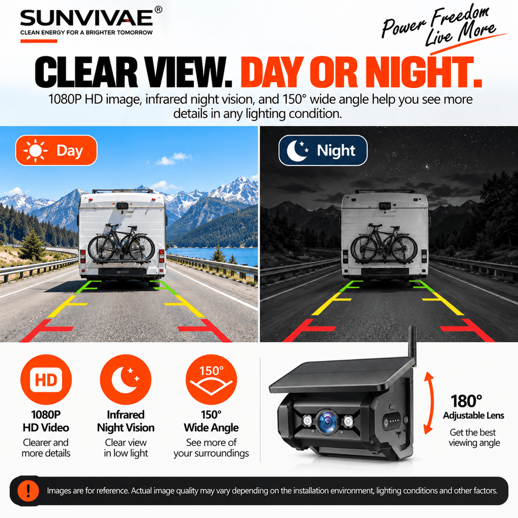 SUNVIVAE Wireless Solar Magnetic Backup Camera System – Phone App, 7″ or 10″ Monitor - Sunvivae